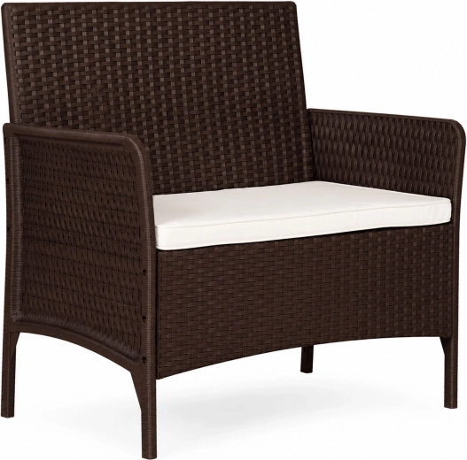 Canapé de jardin deux places MultiGarden avec coussin, aspect rotin, marron