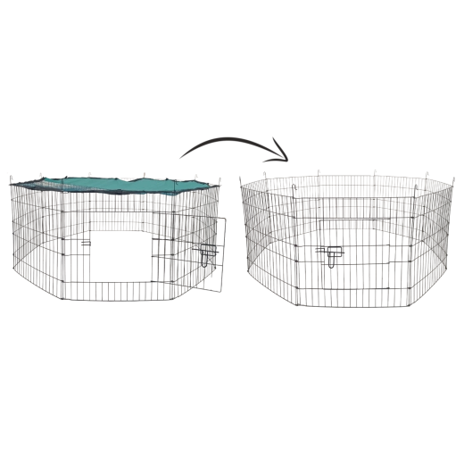 Enclos extérieur pour animaux avec toile d’ombrage, 8 panneaux 56 × 57 cm