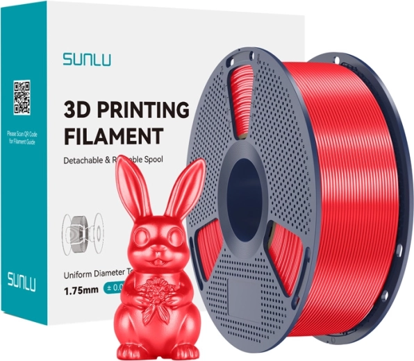 Filament Sunlu PLA+ Silk pour impression 3D, rouge