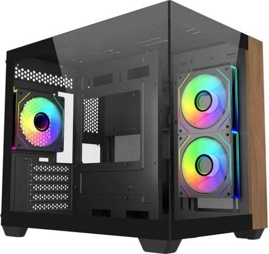 Boîtier PC mATX Elite 481 Wood avec verre panoramique 270°