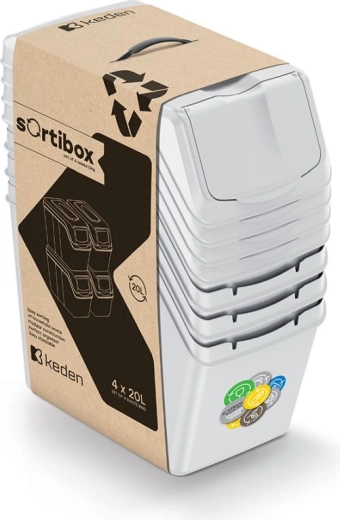 Ensemble de poubelles de tri Sortibox, 4×20 l, gris cendré