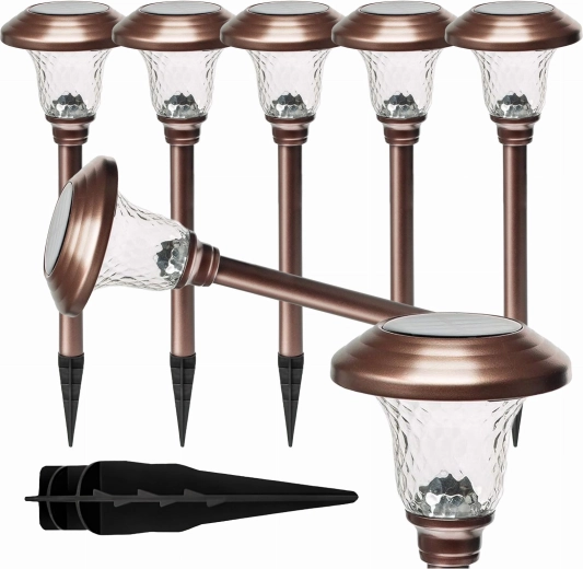 Lampes solaires de jardin à piquer 42 cm, lot de 6 pièces