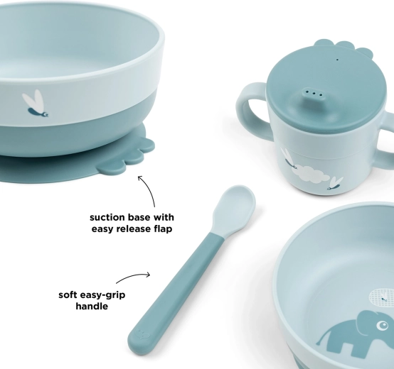 Done by Deer premier set de repas Foodie avec ventouse Elphee bleu