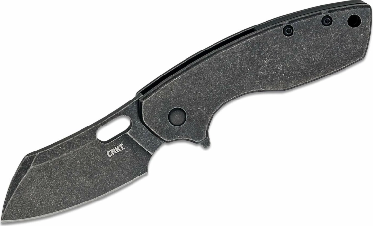CRKT Pilar Large Black couteau de poche 6,8 cm, Black Stonewash, tout métal