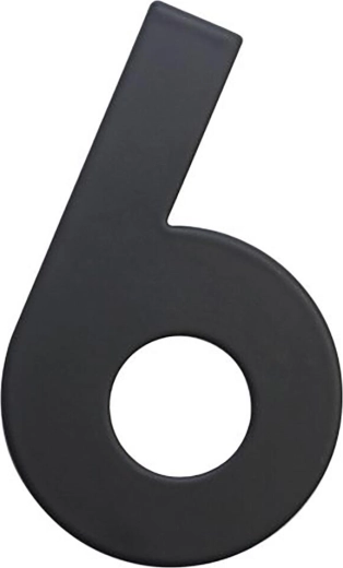 Numéro de maison 6, 75 mm, inox, noir mat