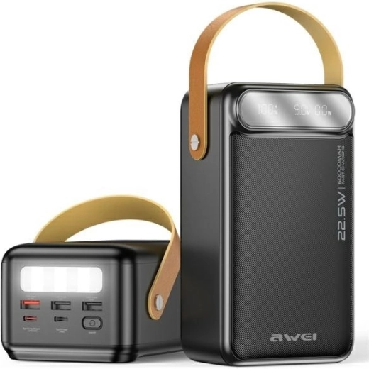 Powerbank AWEI 60 000 mAh 22,5 W noire