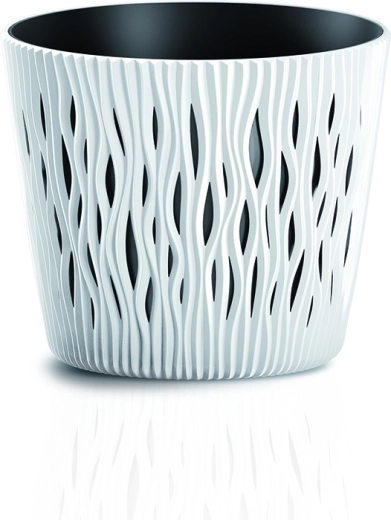 Cache-pot Sandy Round avec insert 15,8 cm – blanc