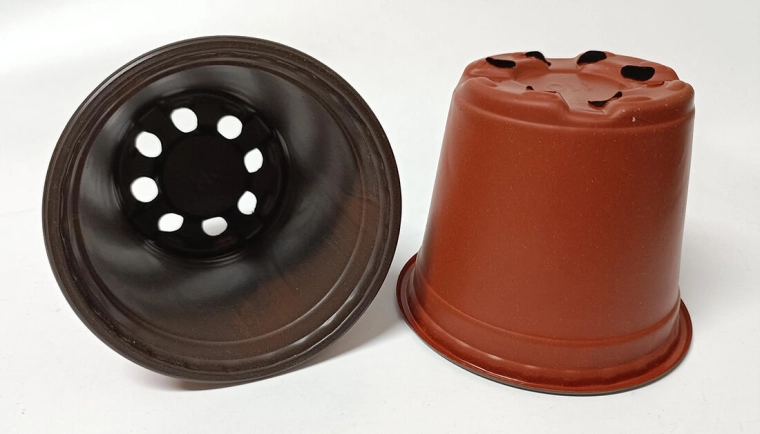 Pot de fleurs allégé 10,7 cm terracotta/noir