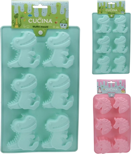 Moule à pâtisserie en silicone pour 6 pièces – licorne ou dinosaure, 27,5 cm