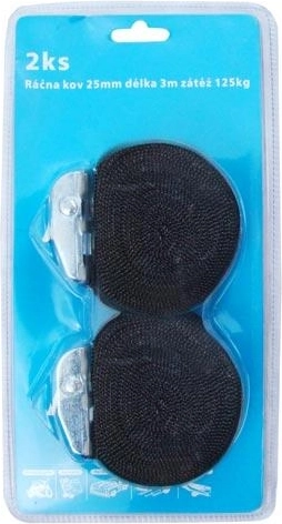 Sangles d’arrimage 25 mm, 3 m, capacité 125 kg (lot de 2)