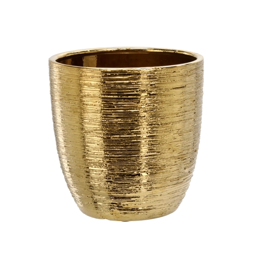 Cache-pot en céramique 25 × 25 × 25 cm doré