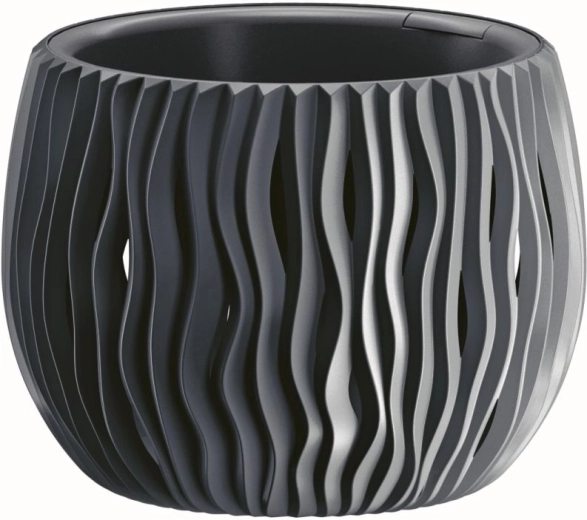 Cache-pot Sandy Bowl avec insert 18 cm anthracite