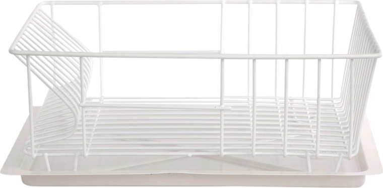 Égouttoir à vaisselle rectangulaire blanc avec plateau d’égouttage 36 × 29 cm