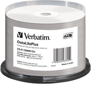 Verbatim DataLifePlus CD-R 700 Mo 52x avec surface imprimable - 50 pièces