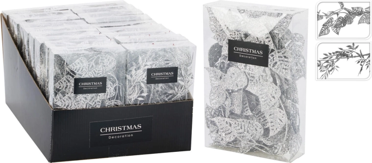 Guirlande décorative à feuilles 180 cm argentée