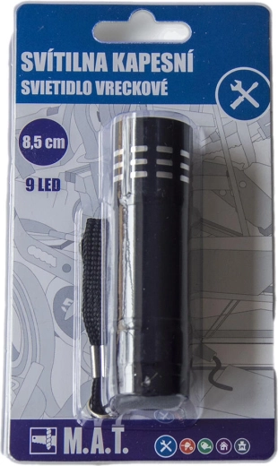 Lampe de poche LED en aluminium 9 LED, noire, 8,5 cm