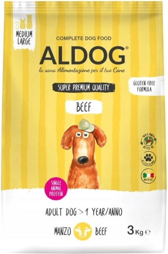 Aldog croquettes au bœuf pour chiens adultes de races moyennes et grandes 3 kg