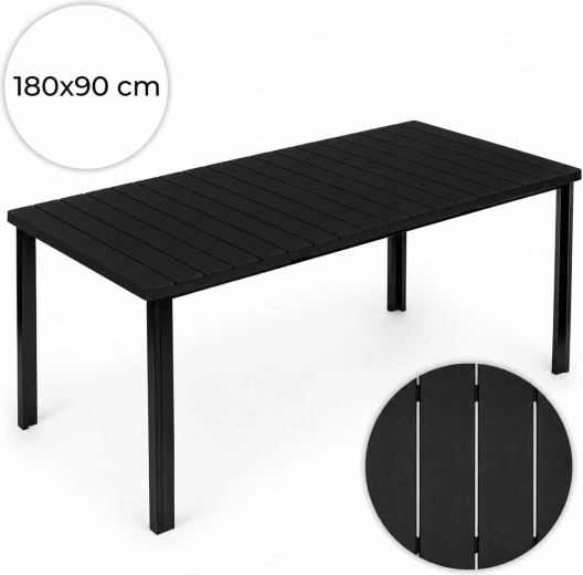 Table de jardin MultiGarden 180 × 90 cm pour 6 à 8 personnes, noire