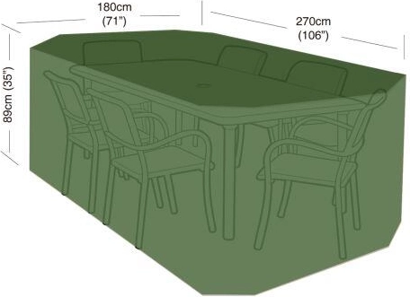 Bâche de protection pour salon de jardin avec 6 chaises et une table rectangulaire