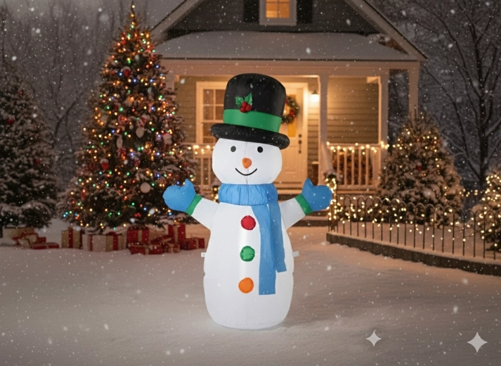 Bonhomme de neige gonflable avec éclairage LED 120 cm