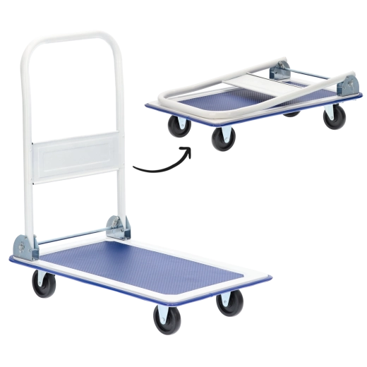 Chariot à plateau pliable 150 kg, 72 × 45 cm, roulettes pivotantes