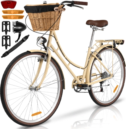Vélo de ville femme Avilo creamy avec panier