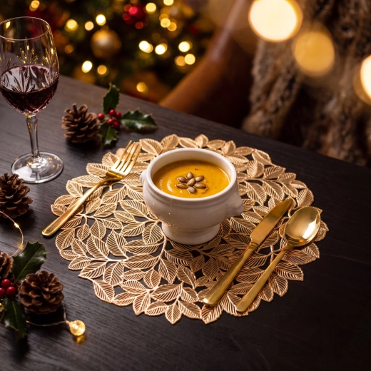 Set de table rond doré à effet métallique, 38 cm