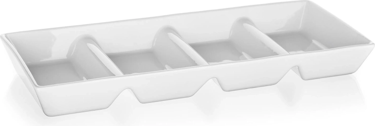 Bol en porcelaine compartimenté BIANCA 34 × 14 cm, blanc