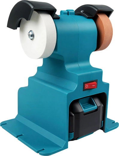 Ponceuse d’établi sans fil à double meule, 2× batteries