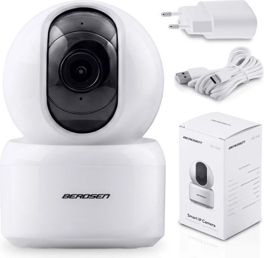 Caméra IP Wi‑Fi rotative Berdsen 3 Mpx pour la surveillance à domicile et comme babyphone