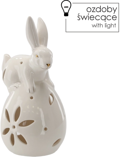 Lapin de Pâques en céramique sur œuf avec LED