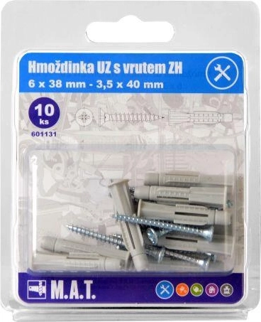 Cheville à nœud avec collerette 6 mm avec vis (lot de 10 pcs)
