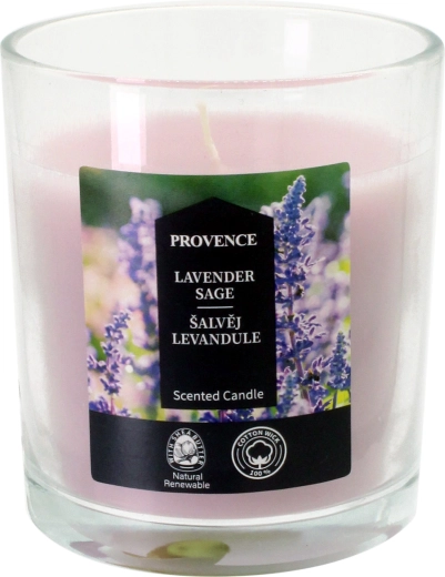 Bougie parfumée en verre sauge et lavande 7 × 8 cm