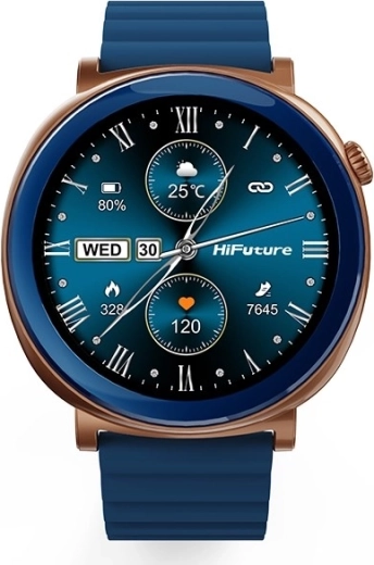 Montre connectée Aurora avec écran AMOLED et appels IA – bleu