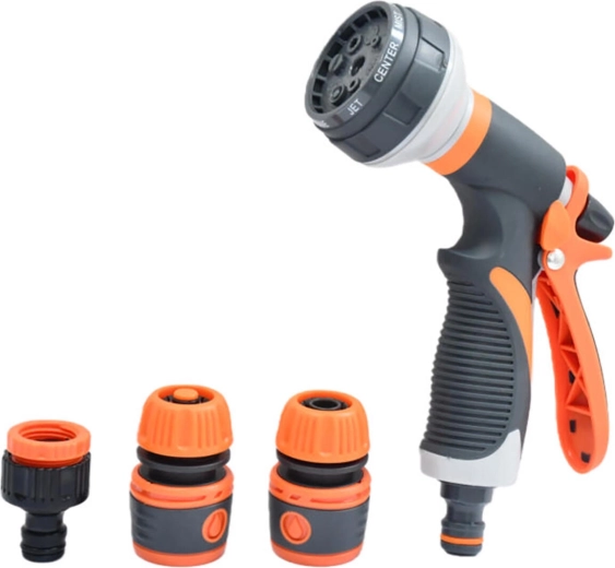 Pistolet d’arrosage avec 8 fonctions, surface soft + accessoires