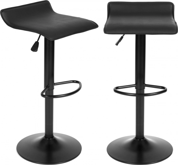 Tabouret de bar, base pivotante, hauteur réglable, simili cuir noir