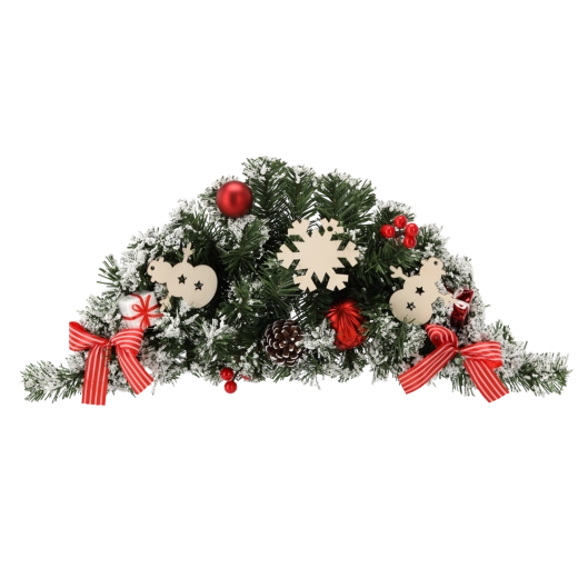 Couronne de Noël suspendue 60 cm blanc‑rouge