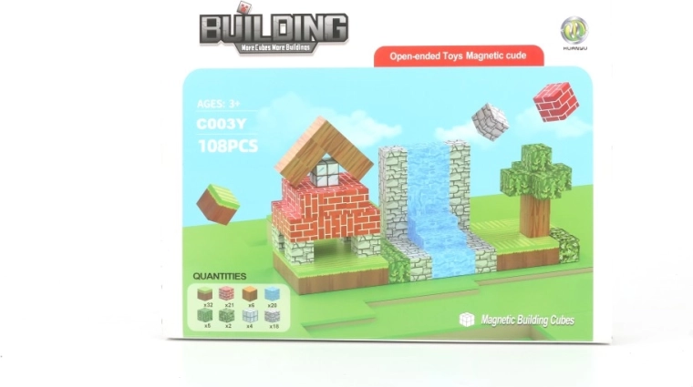 Cubes de construction magnétiques Printemps, 108 pièces