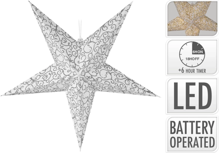 Étoile lumineuse pliable 60 cm avec LED et minuteur