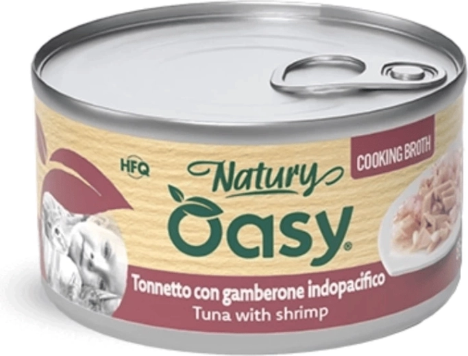 Oasy bouillon au thon et aux crevettes pour chats 85 g