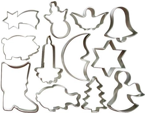 Set de grands emporte-pièces en inox pour biscuits de Noël, 12 pièces