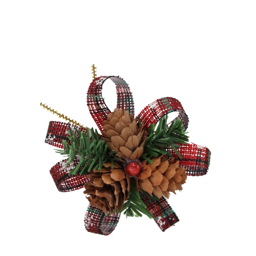 Set de décorations de Noël avec pommes de pin et aiguilles 10 cm – 3 pcs