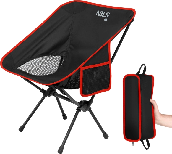 Chaise de camping ultralégère pliable NILS Camp NC3320 noire