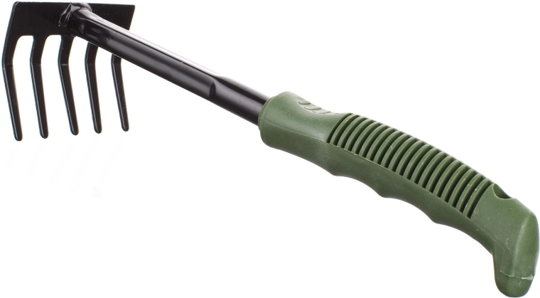 Râteau à main de jardin avec 5 dents et poignée ergonomique 28 cm