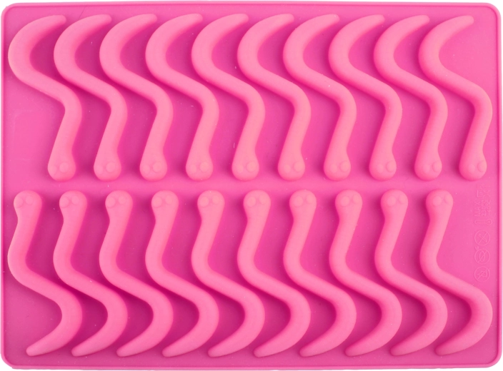 Moule en silicone pour vers avec pipette, rose (20 pcs)