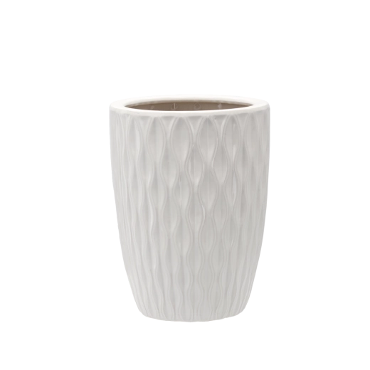 Cache-pot en céramique blanc brillant 24,5 × 24,5 × 33 cm