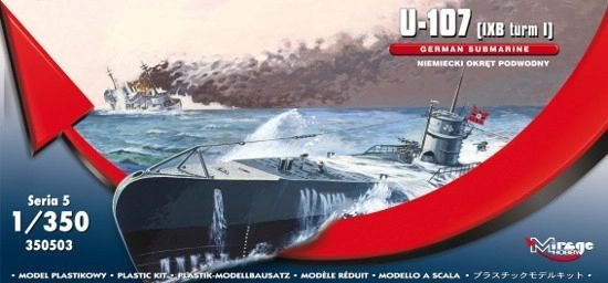 Maquette en plastique du sous-marin U-Boot U-107 classe IXB