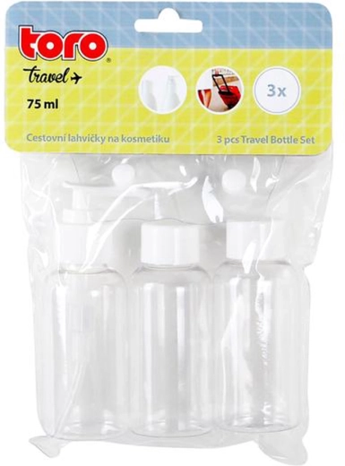 Set de 3 flacons de voyage pour cosmétiques avec pompe, transparents