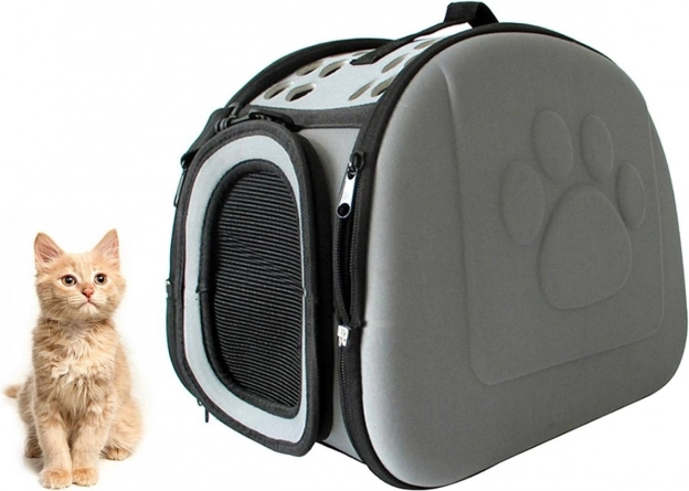 Ag644w caisse de transport pour chiens chats gris xxl