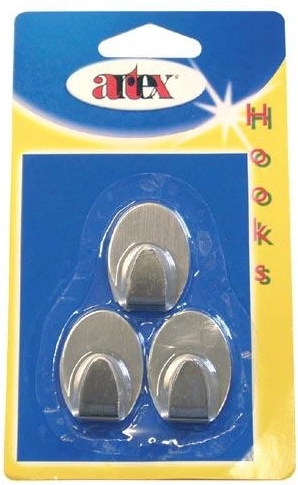 Crochets ovales autocollants en acier inoxydable, petits – 3 pcs